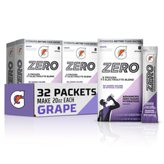 Gatorade front packaging showing grape powder sticks and nutrition details for convenient hydration