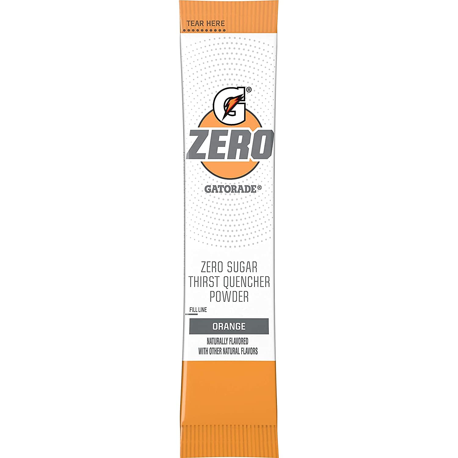 Gatorade Zero mixed orange drink in a clear bottle illustrating fast dissolve and no sugar