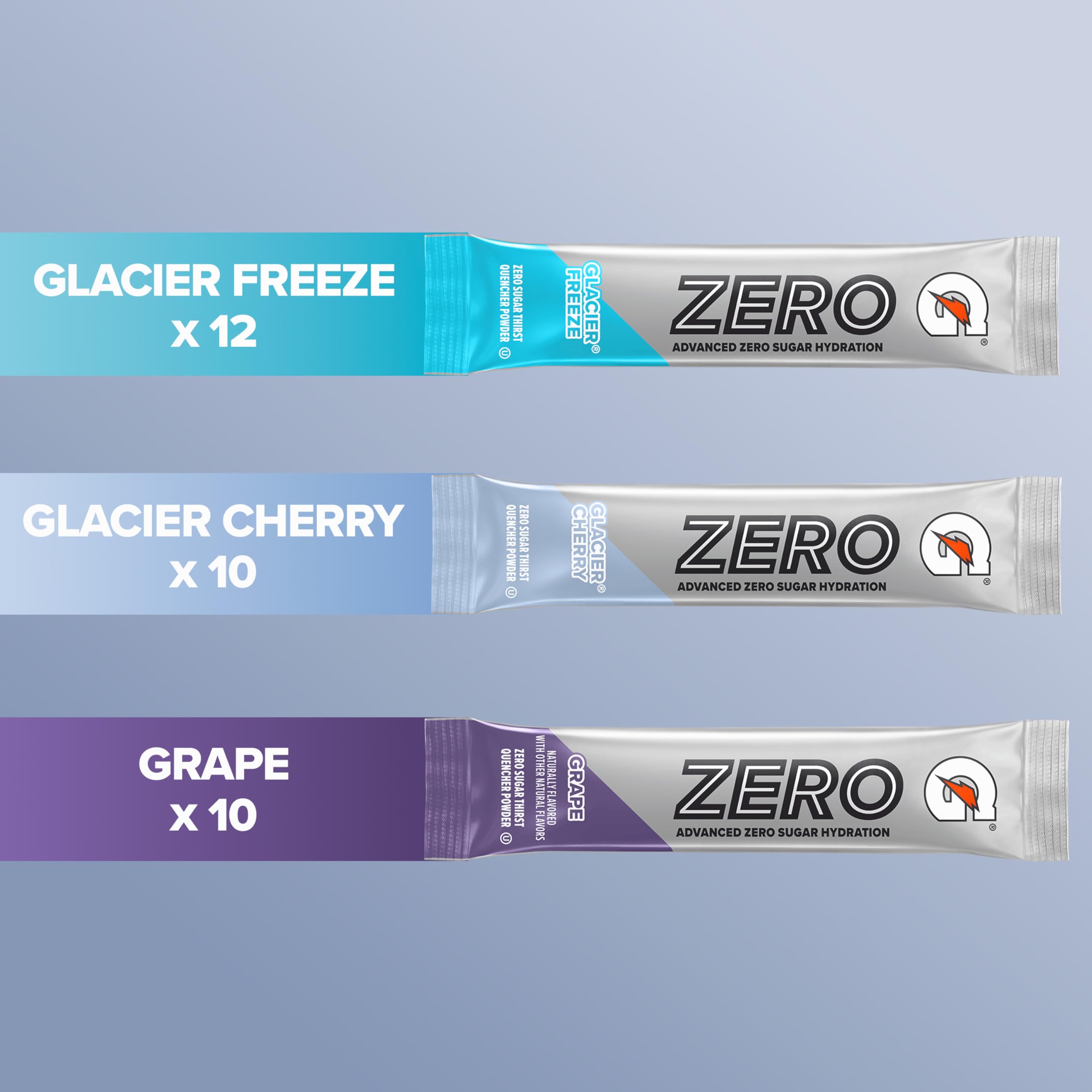 Close-up of a Gatorade Zero powder stick highlighting easy single-serve use