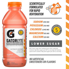 Gatorlyte bottle close-up label detail highlighting five electrolytes and brand