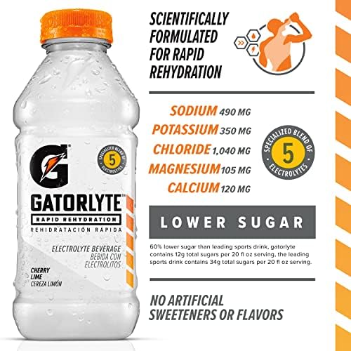 Gatorlyte bottle beside ruler for scale to show 20 fl oz single-serve size