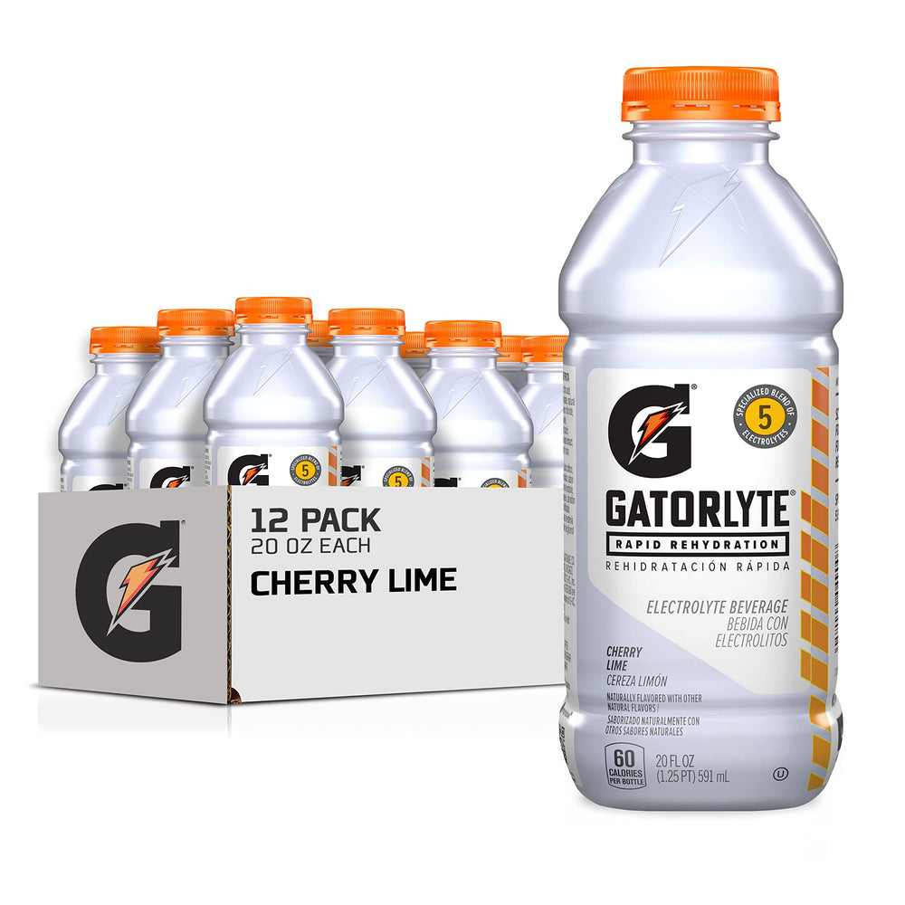 Gatorlyte Cherry Lime front packaging showing bottle and label, easy grab convenience
