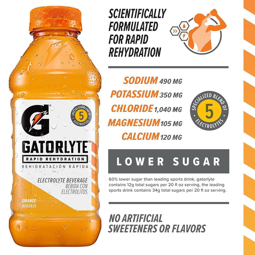 Gatorlyte pouring into glass showing clear texture and hydration appeal