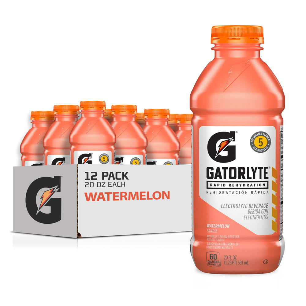 Gatorlyte front packaging watermelon 12-pack showing size and low sugar benefit