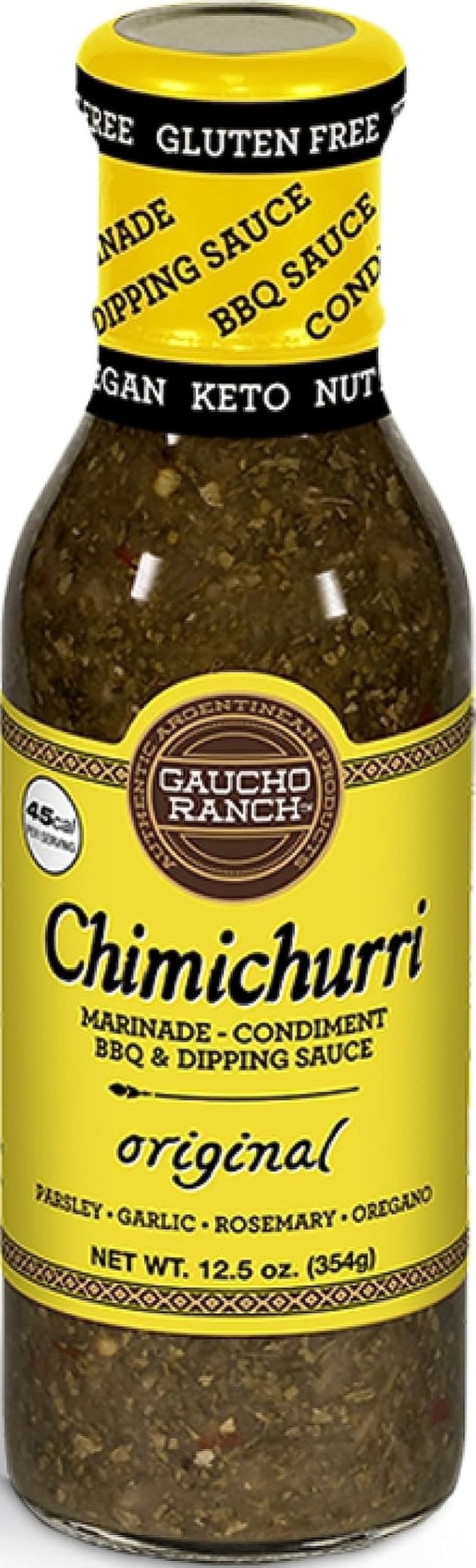 Gaucho Ranch front bottle view showing original chimichurri and bright herbs