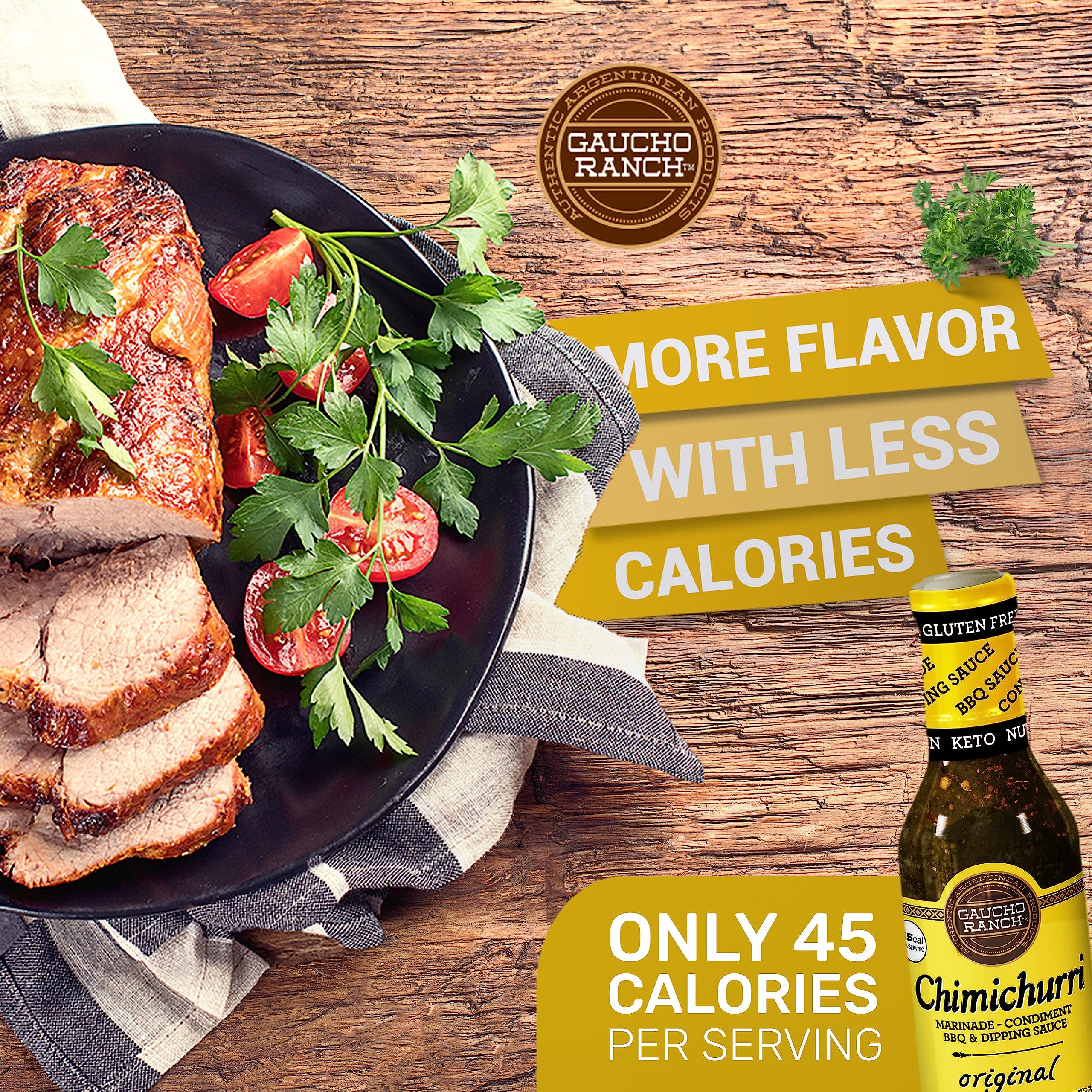 Gaucho Ranch label detail displaying ingredients and gluten-free benefit