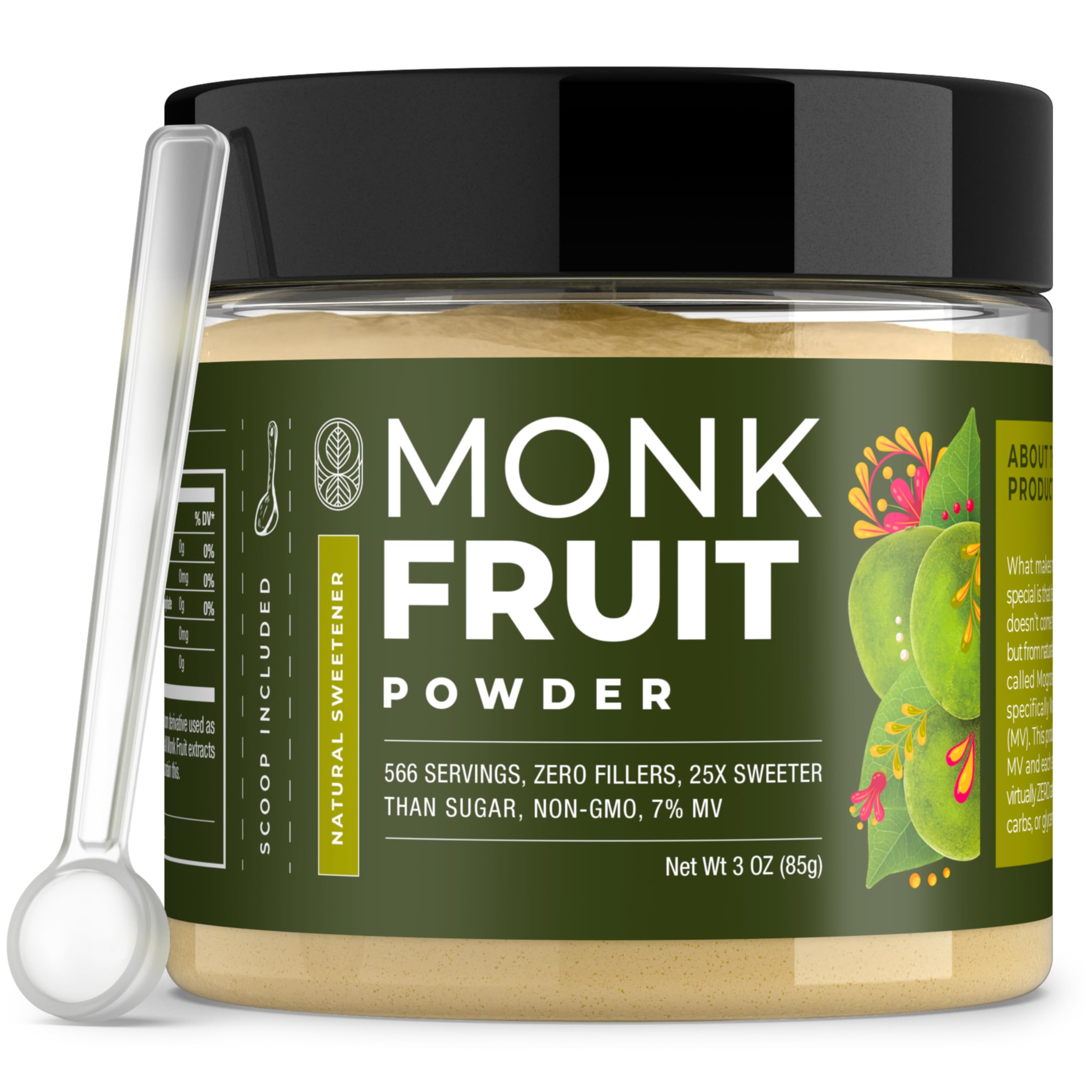 Gaudum monk fruit front packaging showing label and jar benefits