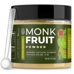 Gaudum monk fruit front packaging showing label and jar benefits