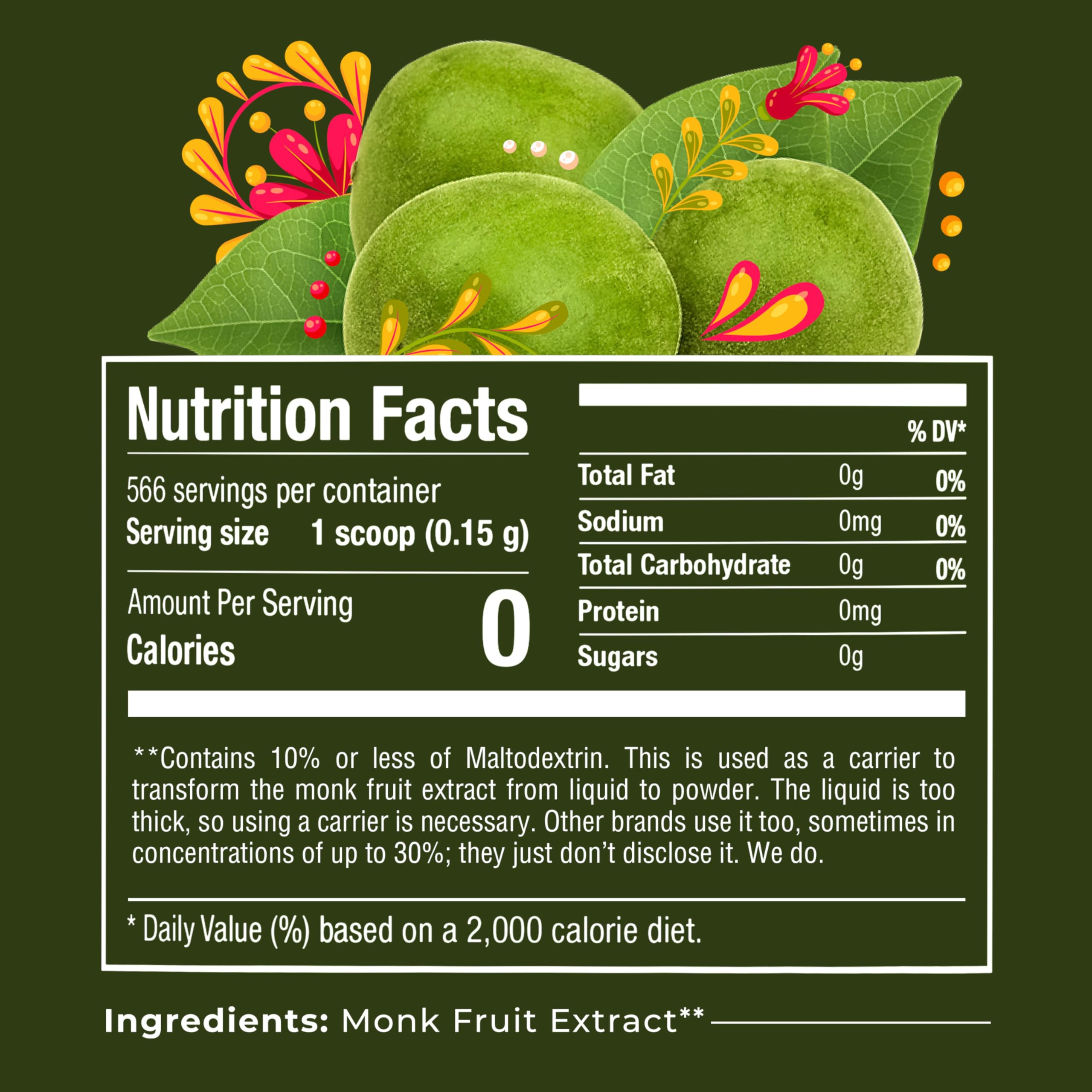 Gaudum monk fruit size comparison jar showing compact 3 oz travel-friendly container