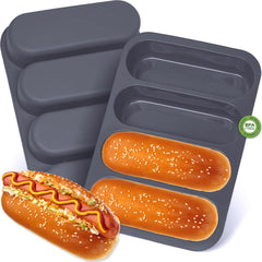 GDDGCUO front view of two-pack hotdog bun pans showing compact design and convenience
