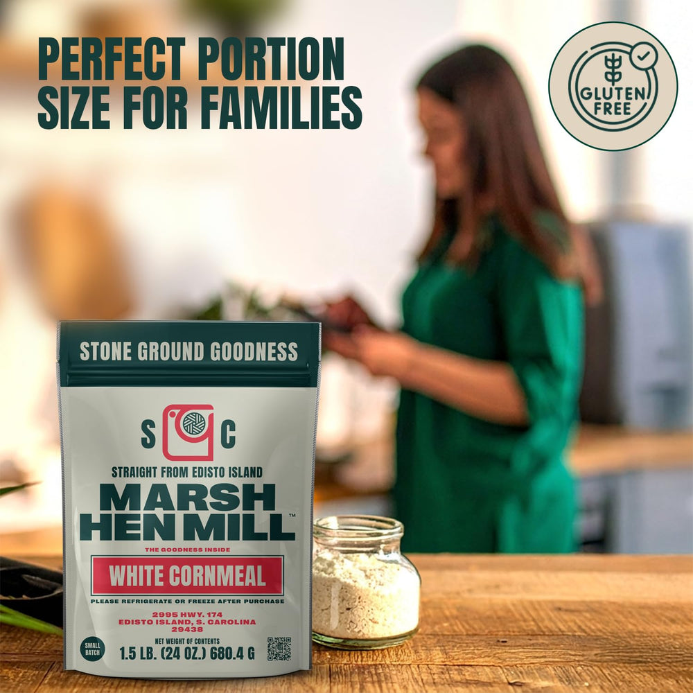 Geechie Boy Mill cornmeal used in freshly baked corn muffins showing tender crumb benefit