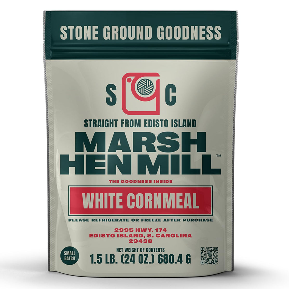 Geechie Boy Mill front packaging showing 24 oz bag and branding benefit fresh flavor