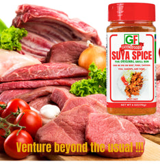 Geenafoods being sprinkled on steak to show final seasoning step and improved savory taste
