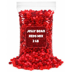 GEEOOLLAH front bag view showing bright red jelly beans and branding benefit: easy grab-and-go