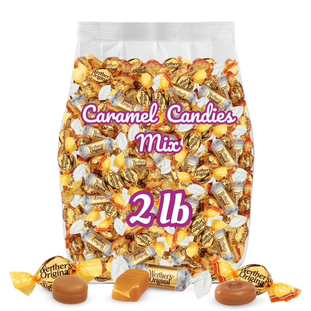 GEEOOLLAH Werther’s Original front packaging showing 2 lb bag and branding benefit