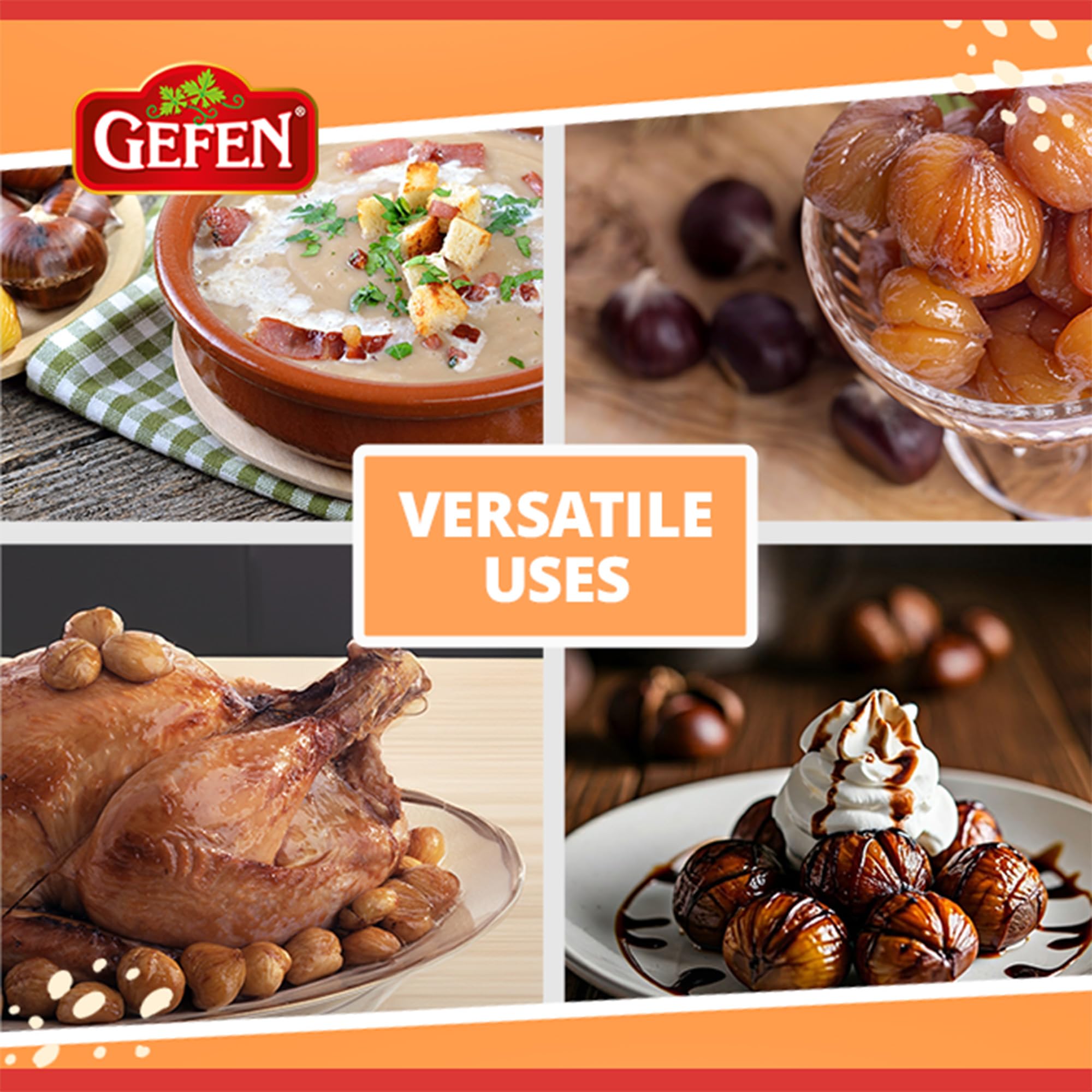 Gefen chestnuts in a serving bowl plated for cooking with easy portioning