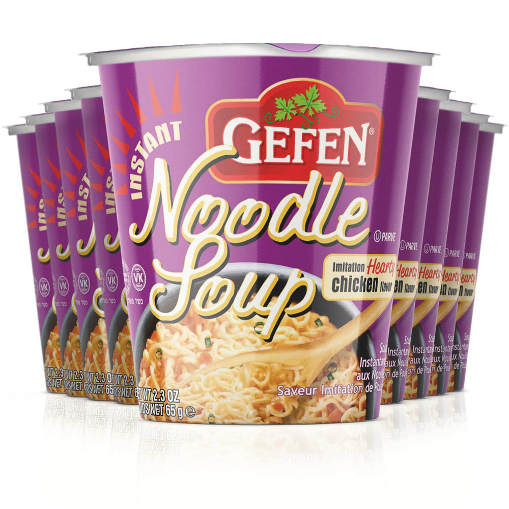 Gefen front packaging showing 12-pack cup for convenient pantry storage and quick meals