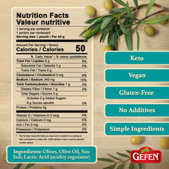 Gefen close-up of olive texture and olive oil highlighting fresh savory taste