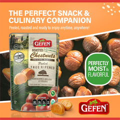 Gefen open pouch with peeled roasted chestnuts ready to eat and quick use