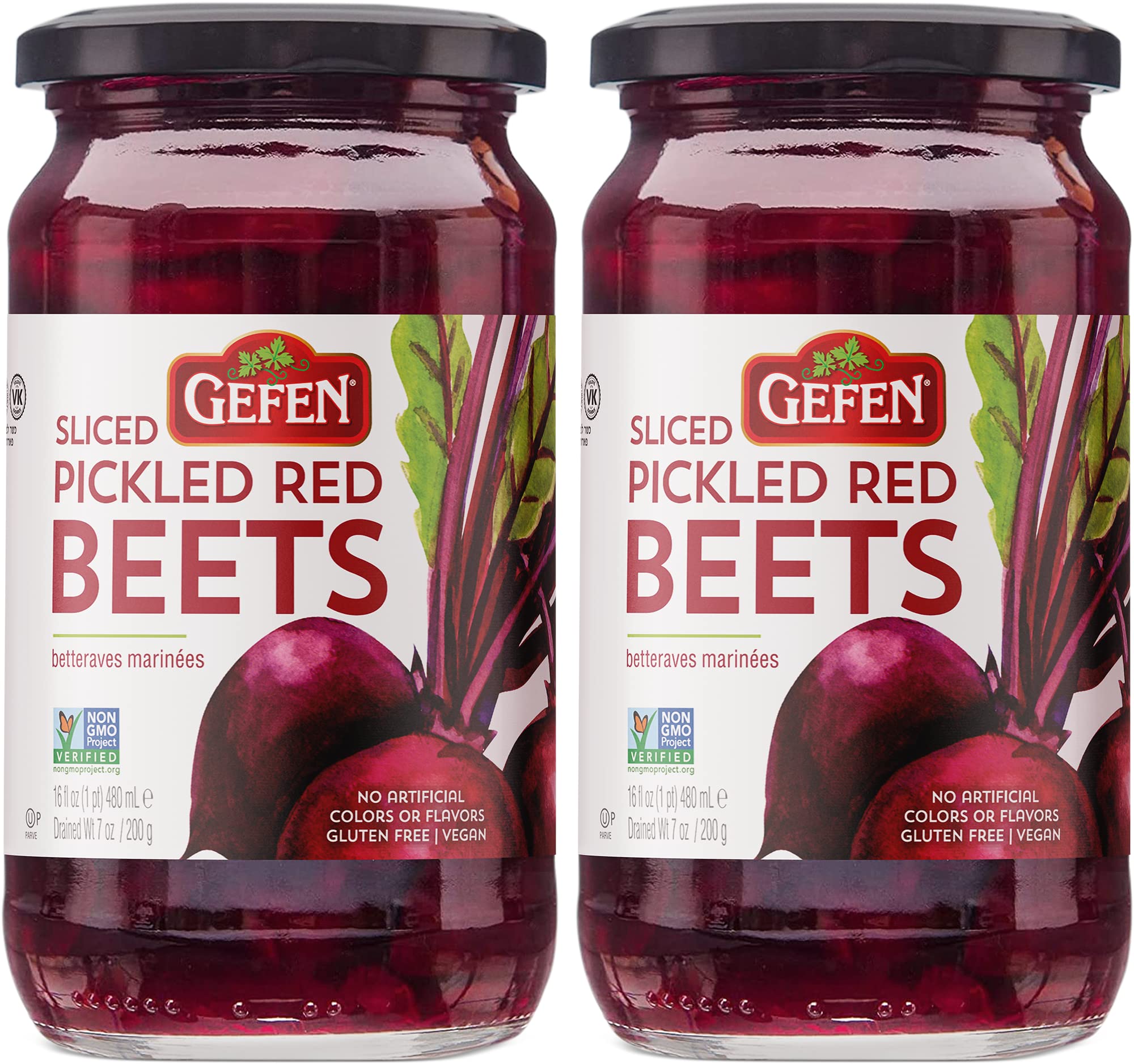 Gefen front jar view showing label and bright beet slices for quick use