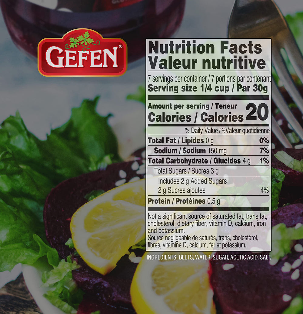 Gefen beets used as salad topper adding color and tang to meal
