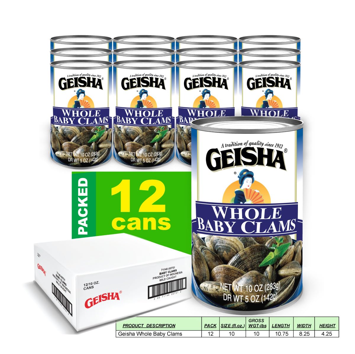 GEISHA clams served in clam chowder illustrating easy meal use