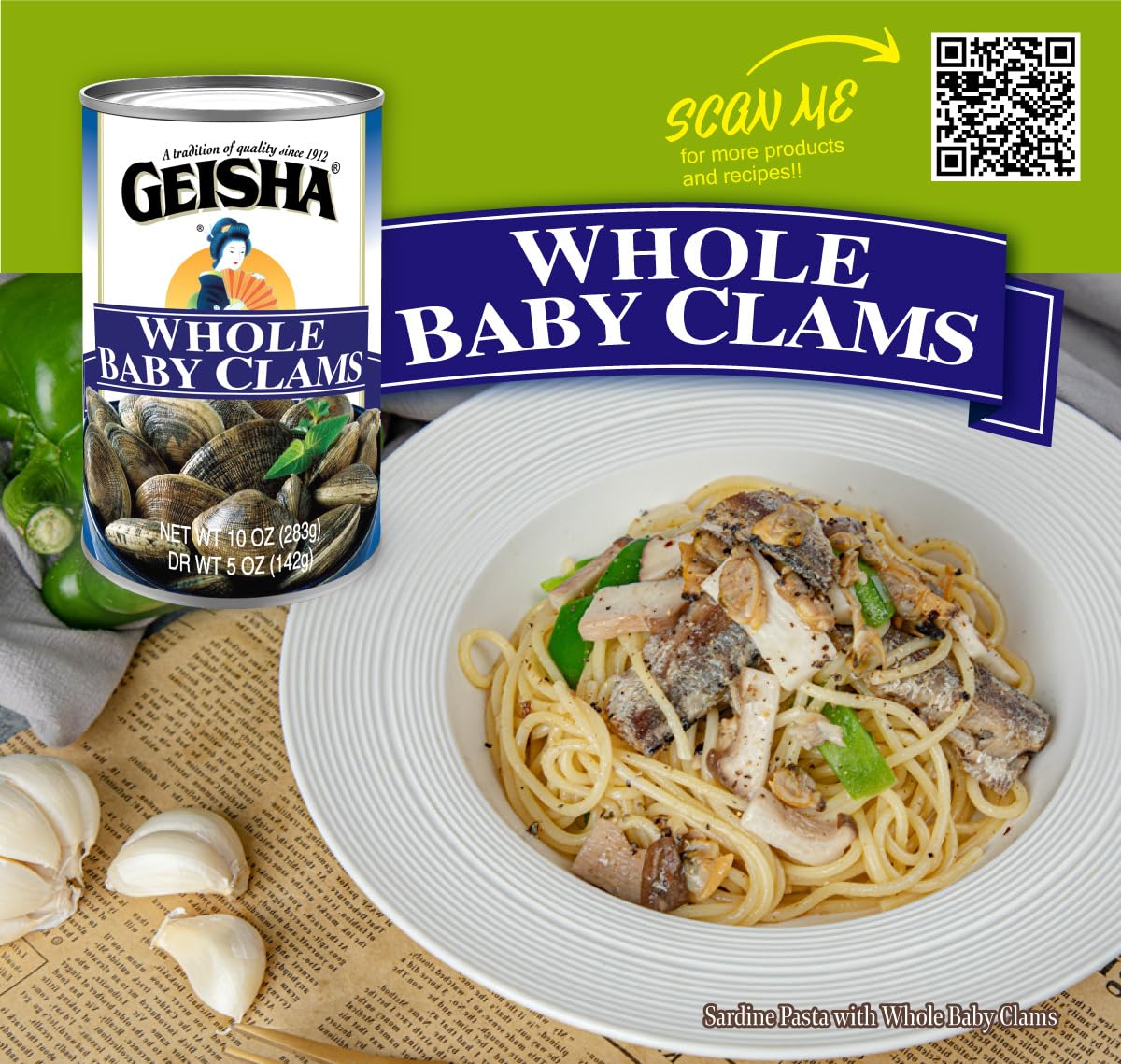 GEISHA can next to spoon for scale and portion guidance