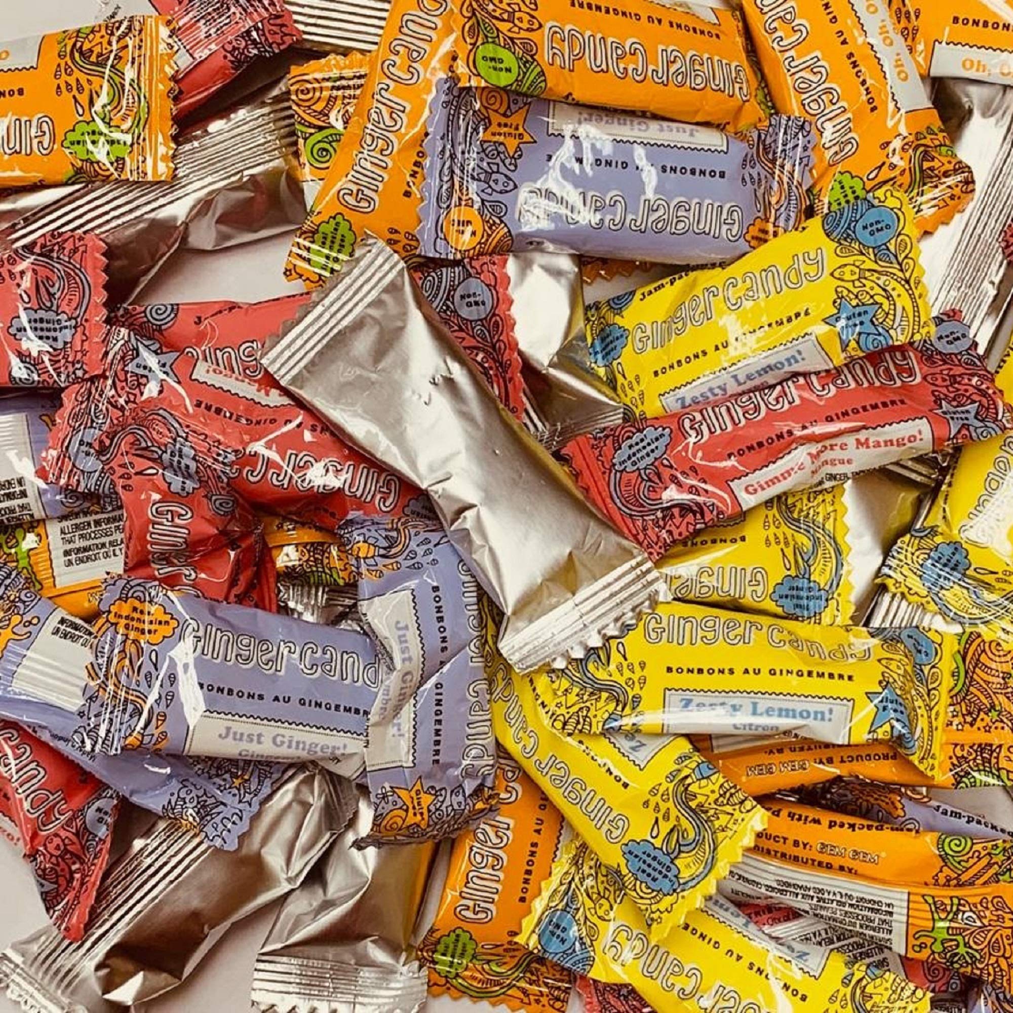 Gem Gem front packaging showing one-pound assorted bulk pack and clean ingredient appeal