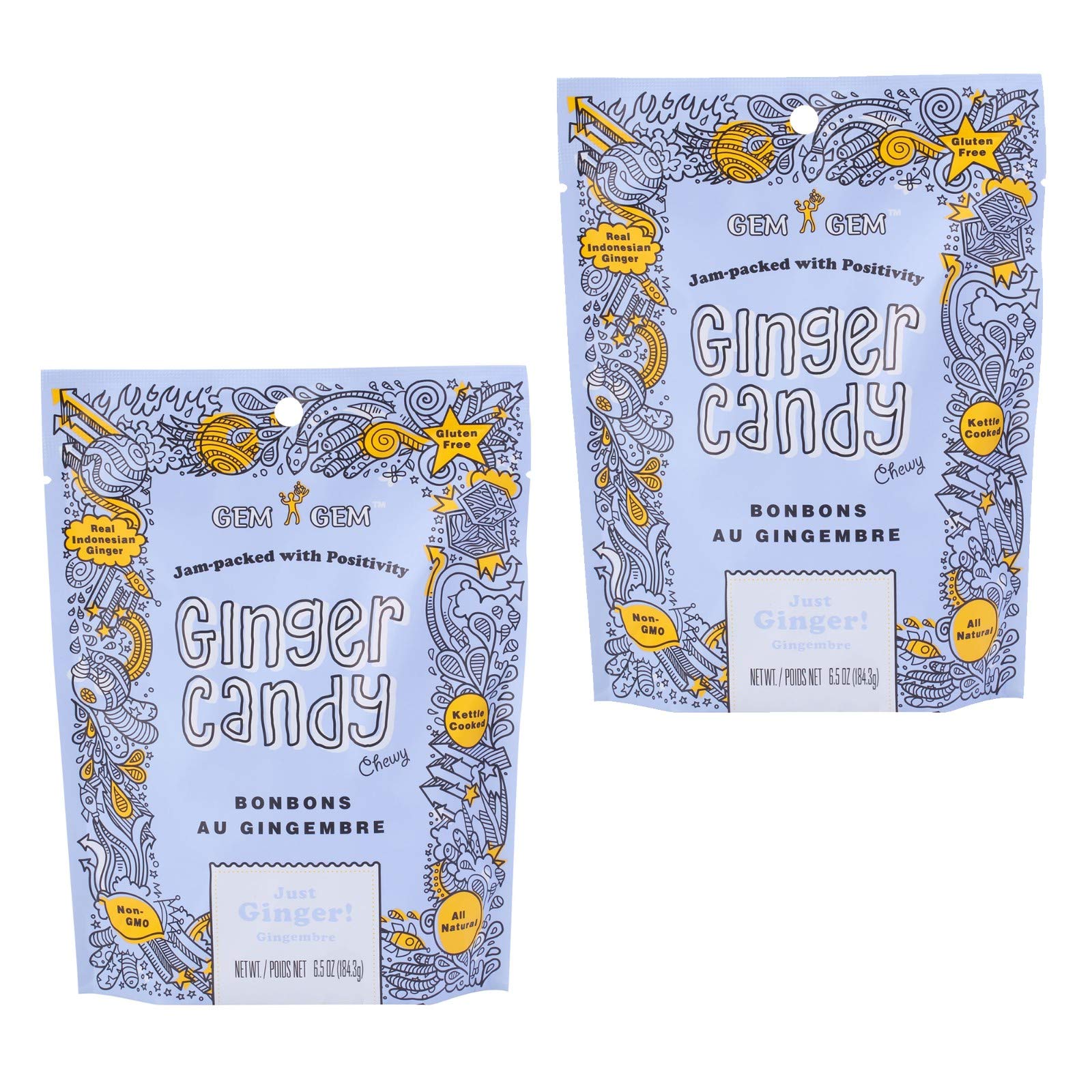 Gem Gem front packaging showing resealable two-pack and product benefit of portability