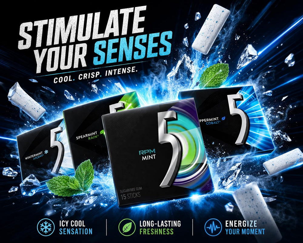 Generic 5 Gum opened pack with visible sticks for quick, clean dispensing benefit