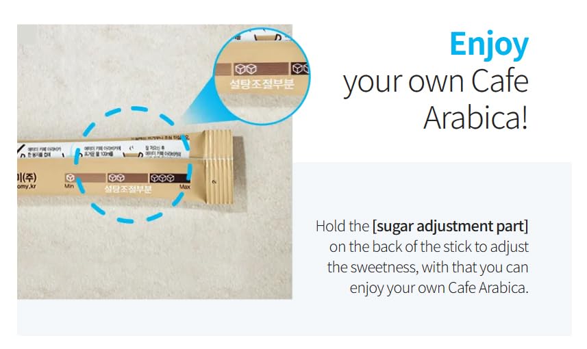 Generic Cafe Arabica scale comparison with coins, indicating compact portable stick size