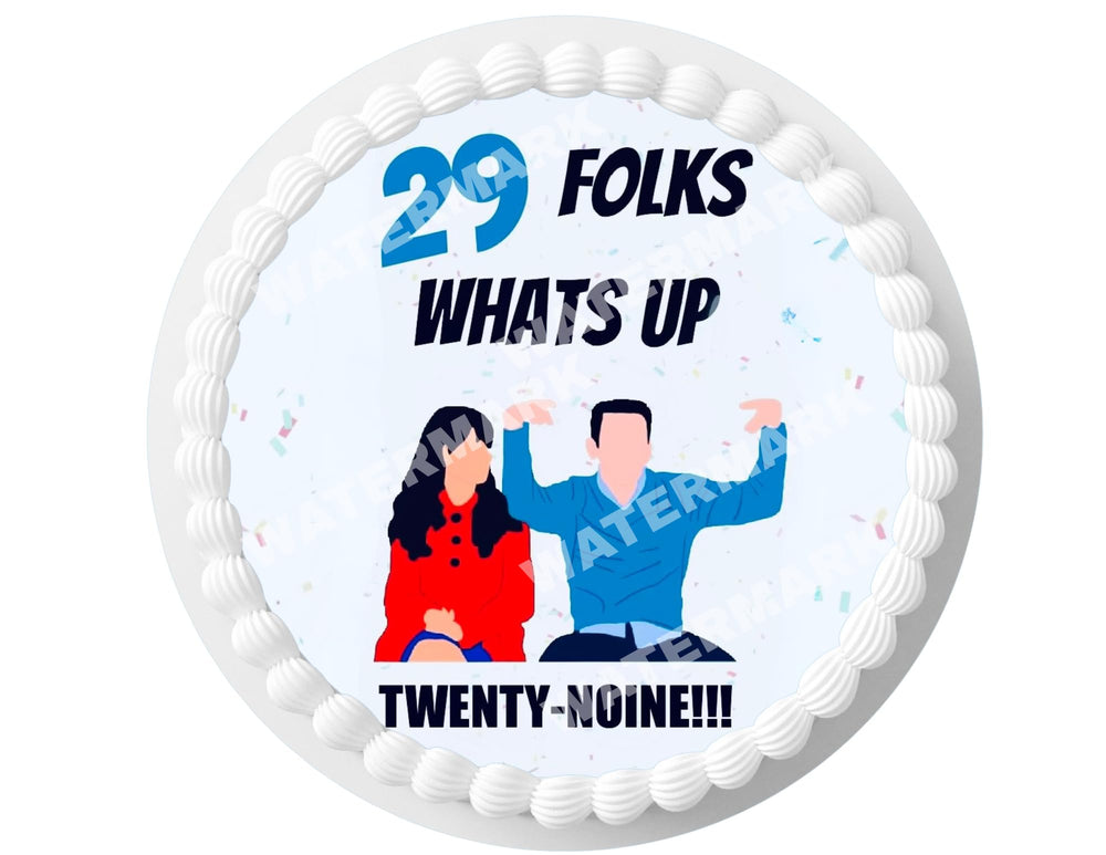 Generic edible topper front view showing clean 7.5-inch circle and vibrant print for easy cake decorating