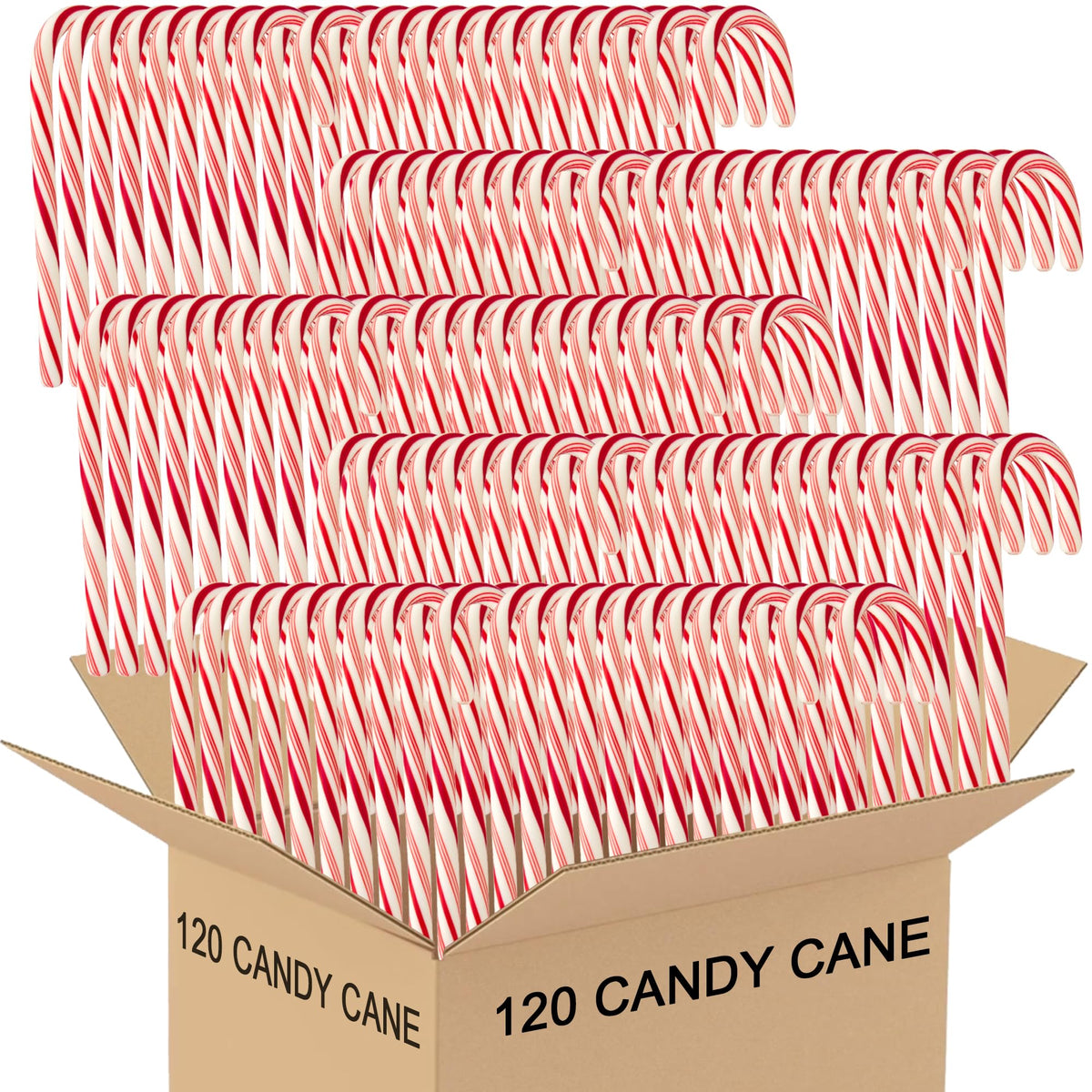 Generic brand candy cane front packaging showing individually wrapped peppermint canes for gifting