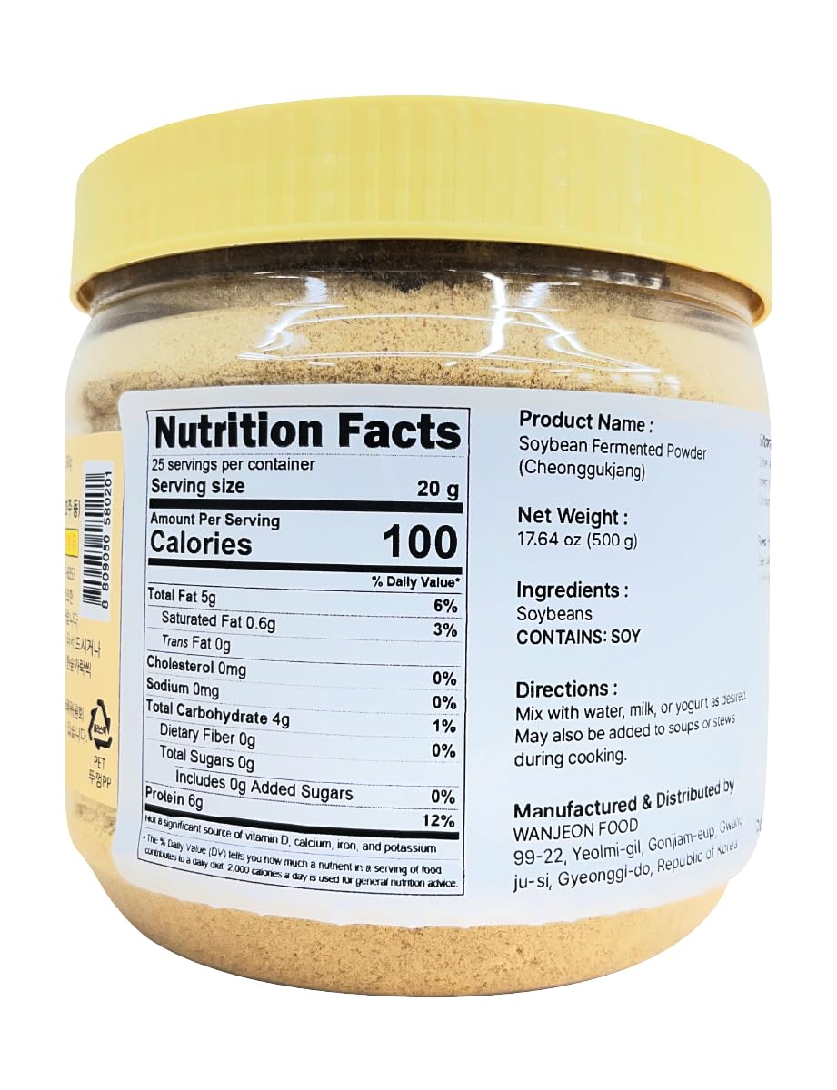 Generic cheonggukjang package label detail displays non-GMO and no additives benefit