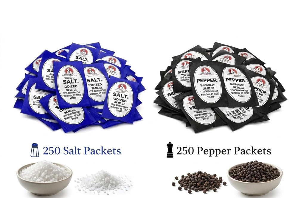 Generic close-up of pepper packet texture for balanced seasoning