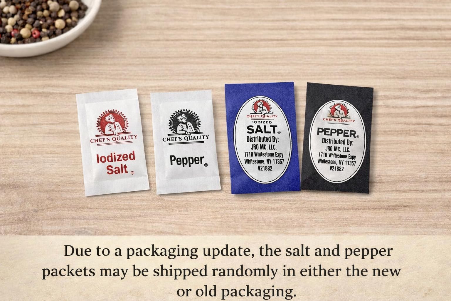 Generic close-up of salt packet wrapper preserving freshness