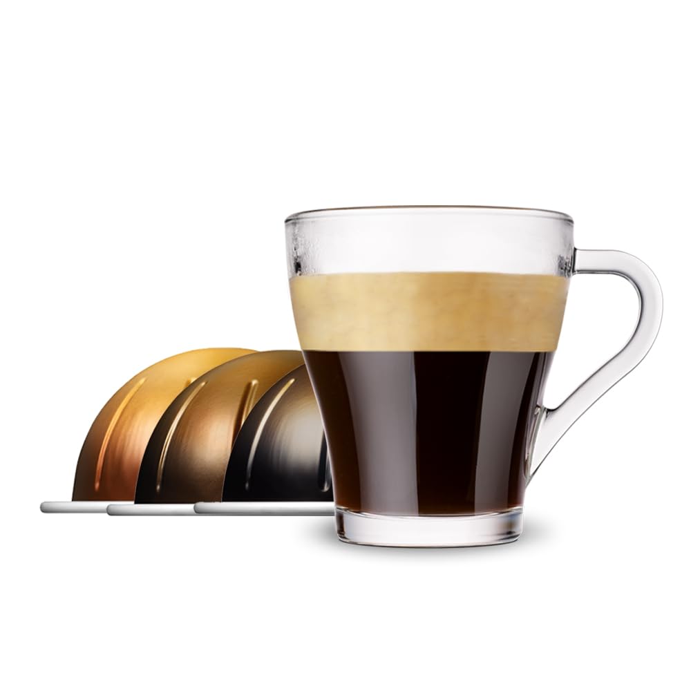 Generic double espresso pods front packaging showing three roast options and convenience