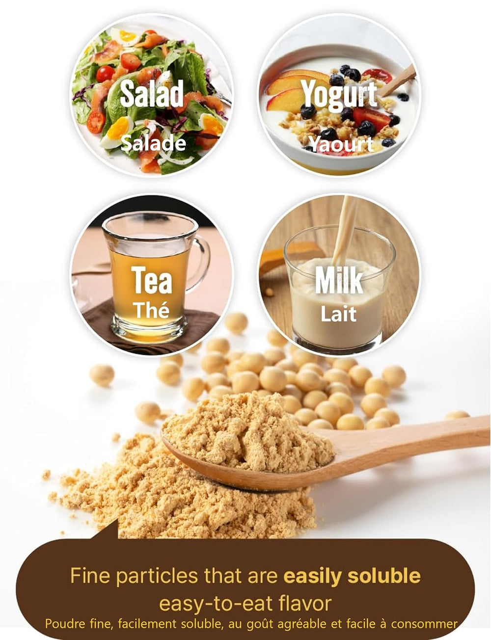 Bowl of finished soup with powder used, Generic brand enriches flavor in home cooking