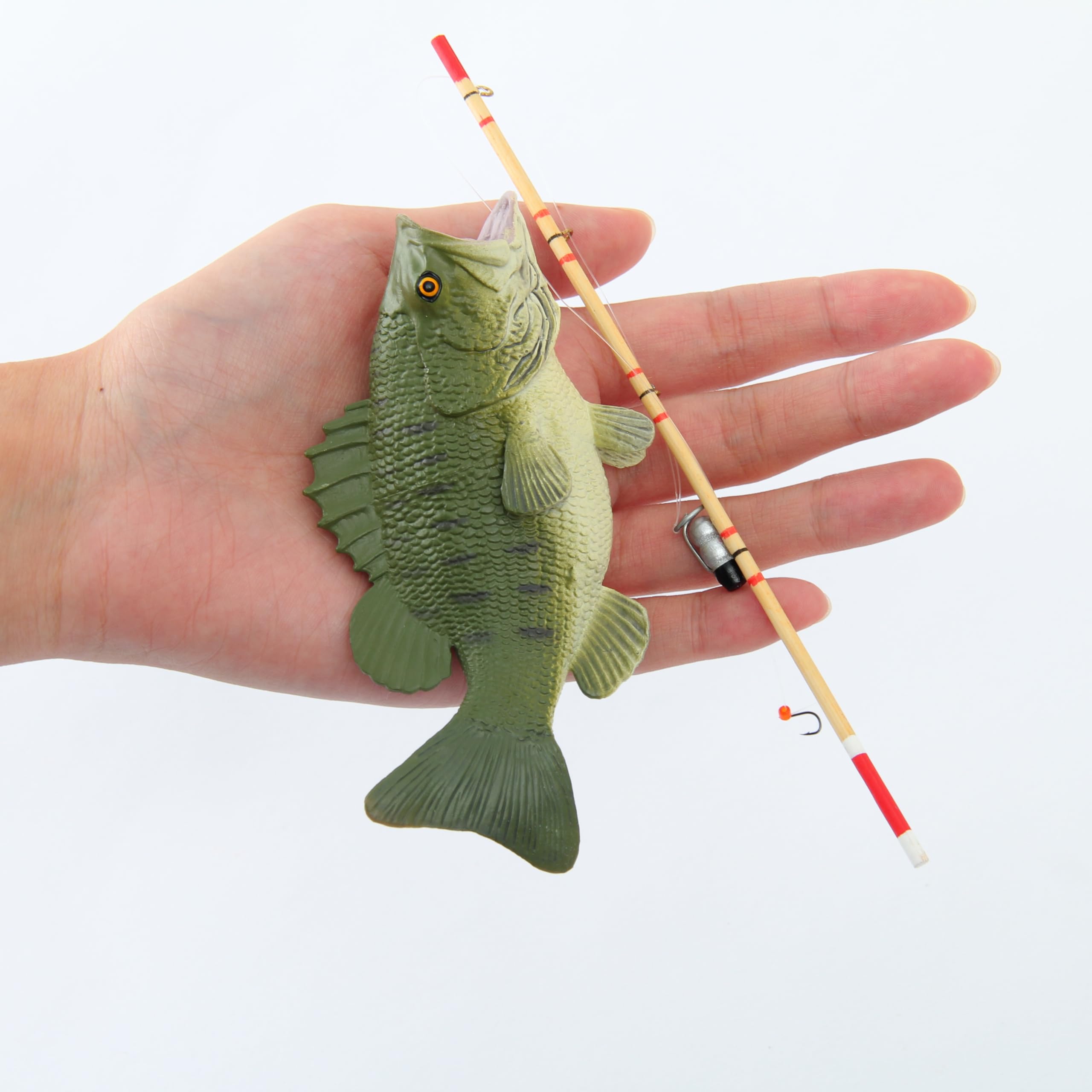 Generic brand small frog and tiny fish grouped for playful scene