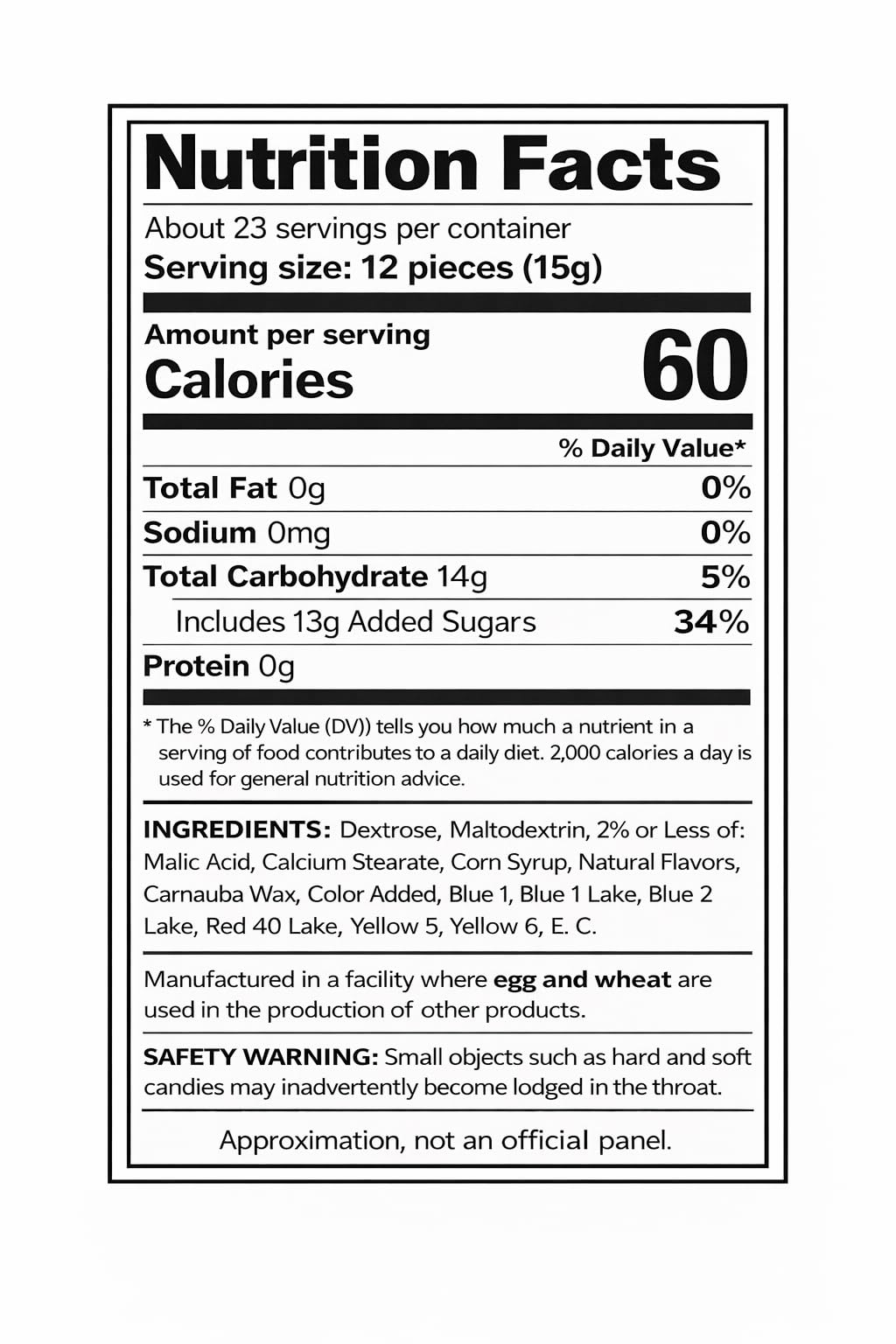 Generic hand holding a few candies showing scale and convenience for on-the-go snacking