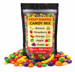 Generic unwrapped fruit-shaped candy close-up showing texture and true-to-fruit detail for appeal