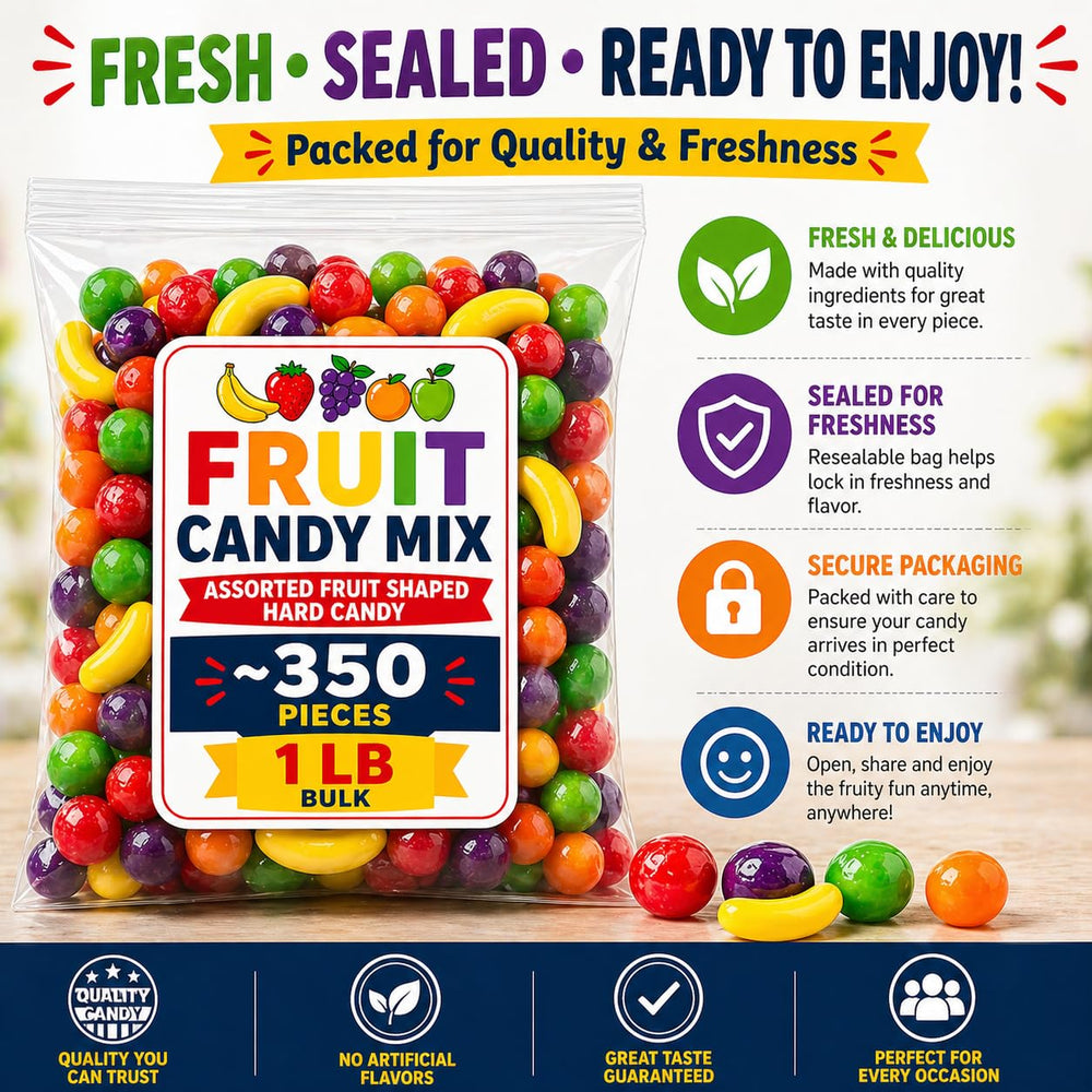 Generic assortment spread top view showing mixed fruit flavors and bright colors to attract guests