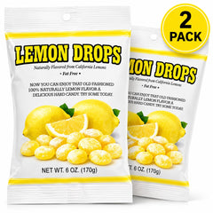 Generic brand opened bag spilling sanded lemon drops, ready to enjoy