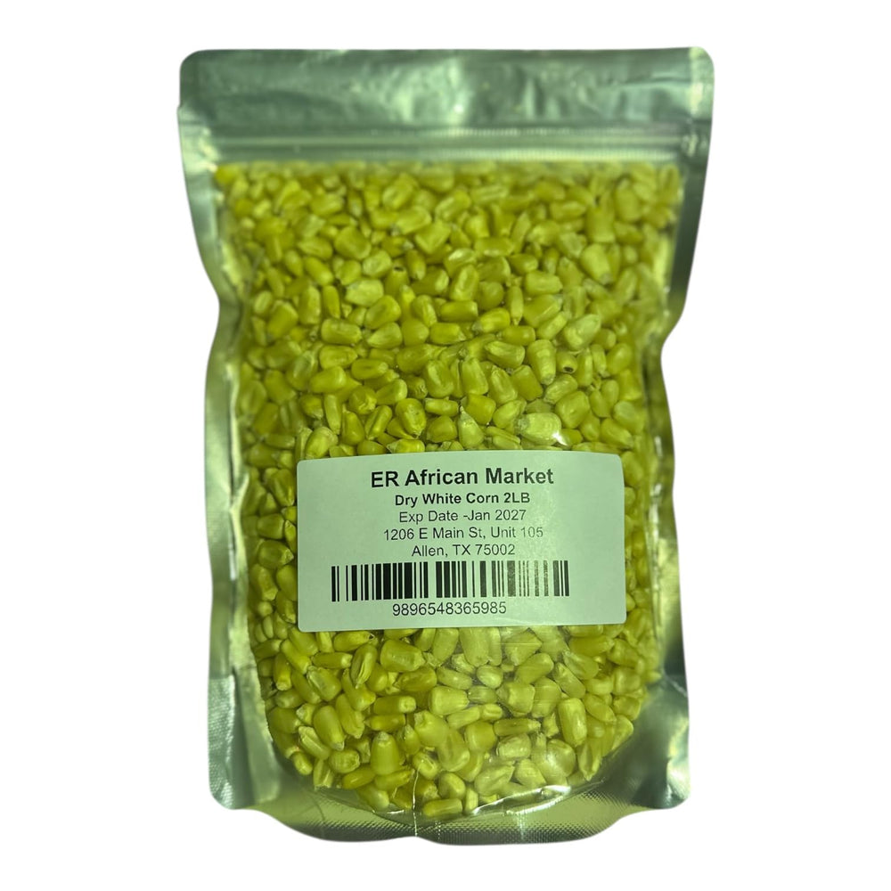 Generic brand mahindi close-up of white corn kernels texture showing plump uniform kernels