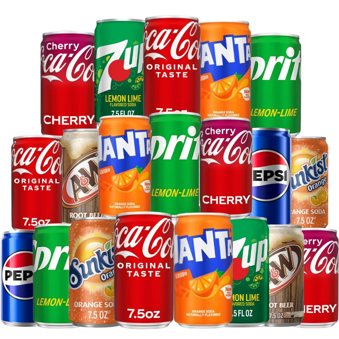 Generic front packaging of mini soda pack showing variety and easy serving