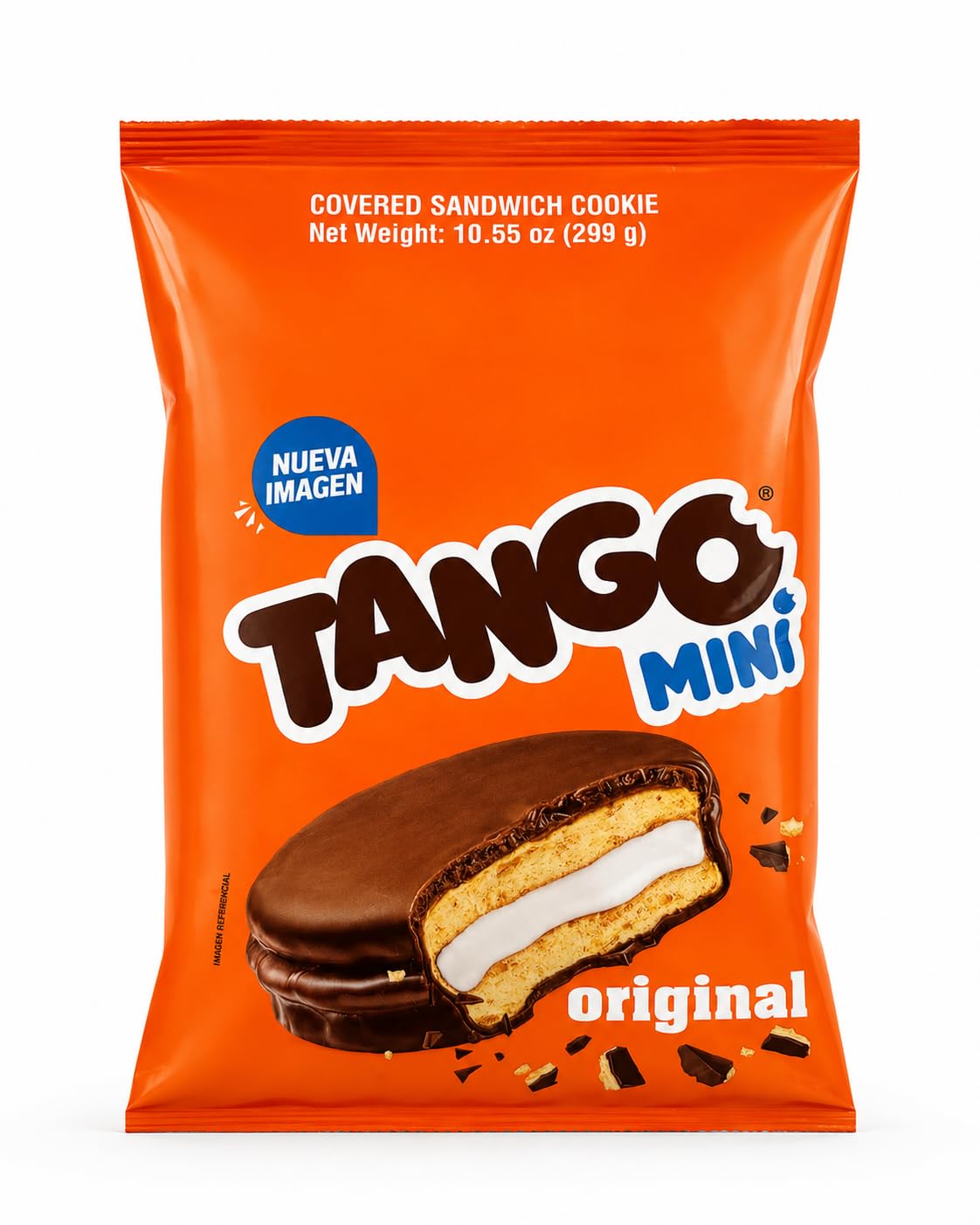 Generic Mini Tango front packaging showing product origin and easy storage benefit