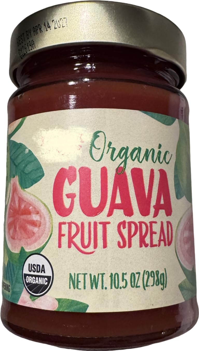 Generic organic guava jar front packaging showing label and size benefit