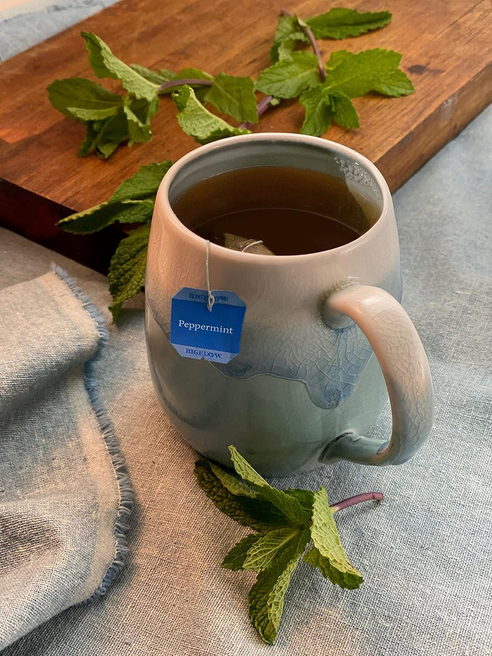 Generic brand loose botanicals beside tea bag showing natural ingredients