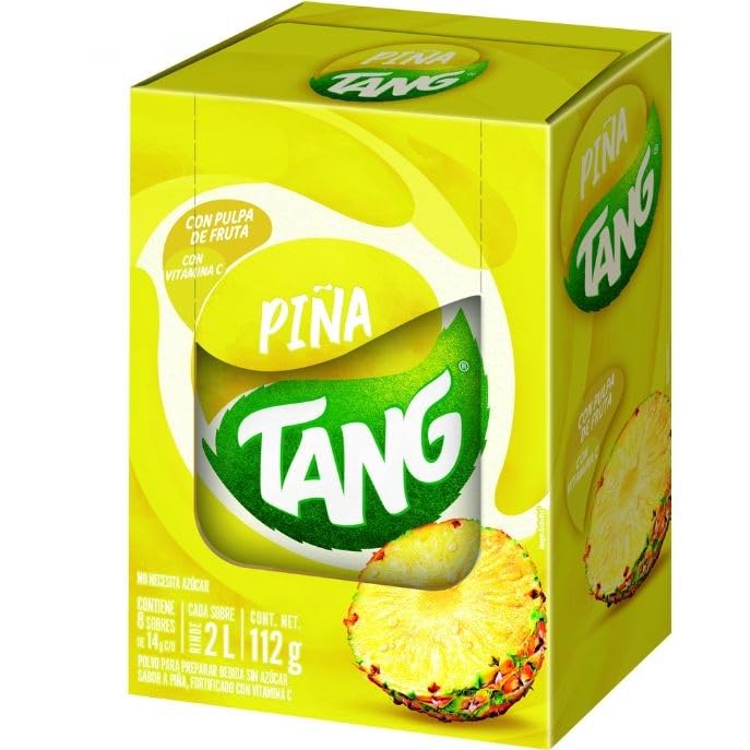 Generic front packaging showing eight piña sachets and benefit of sugar-free convenience
