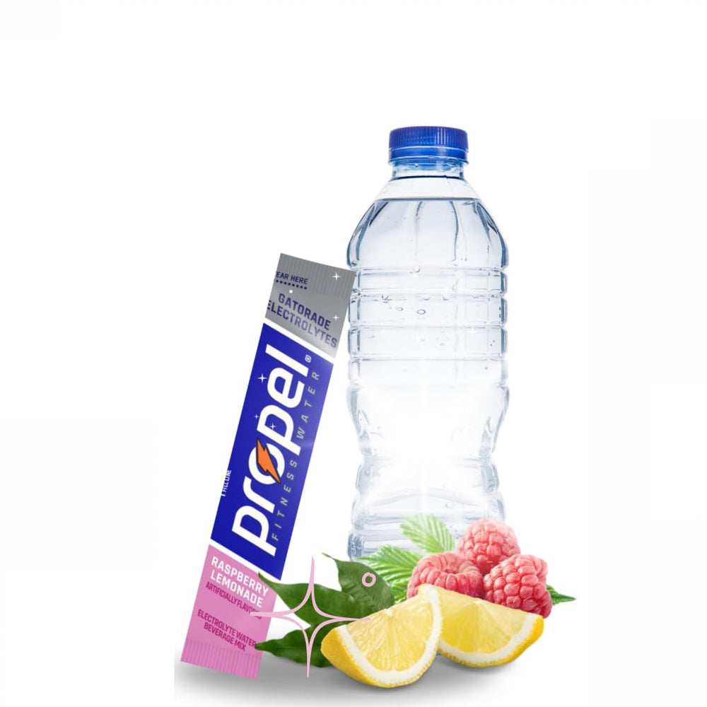 Generic Propel four flavored packets fanned out showing variety and choice
